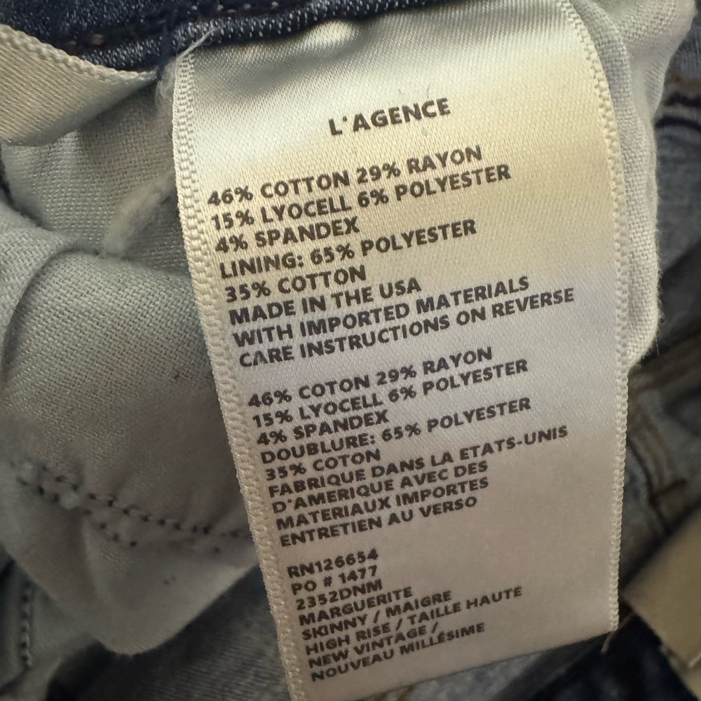 L'AGENCE Marguerite High Rise Skinny Jeans Size 31 - Picture 5 of 5
